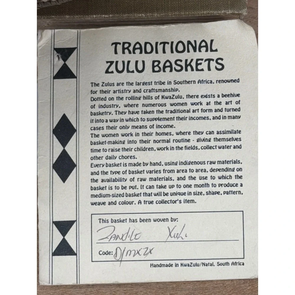 Handmade Zulu Basket Zandile Xulu South Africa Woven Ukhamba Beer Basket Lidded